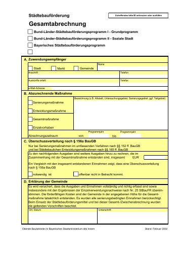 Gesamtabrechnung - Bayerisches Staatsministerium des Innern