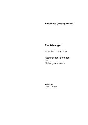 Empfehlungen des Ausschusses Rettungswesen für die Ausbildung ...