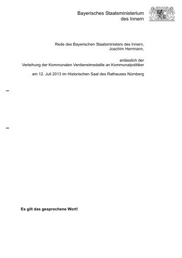 Rede von Innenminister Joachim Herrmann anlässlich der ...