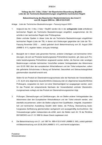 Baustoffliste (DIN-Normen) - Bayerisches Staatsministerium des ...