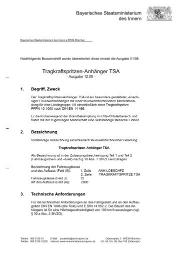 Tragkraftspritzen-Anhänger TSA - Bayerisches Staatsministerium ...