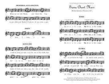 Siena Chant Mass - Assembly Card - The St. Michael Hymnal