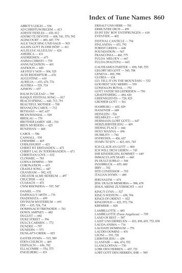 Index of Tune Names 860 - The St. Michael Hymnal