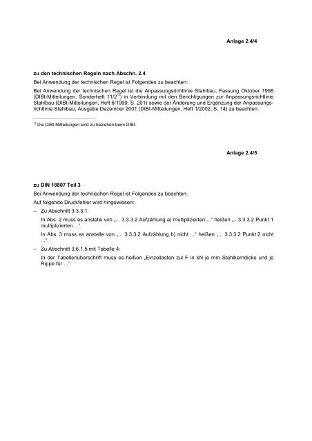 Liste der technischen Baubestimmung - Fassung Januar 2014