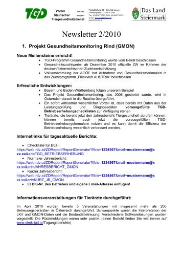 TGD-Newsletter 2/2010 - Der Steirische Tiergesundheitsdienst
