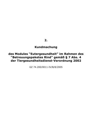 2. TGD-Kundmachung / Eutergesundheit (pdf, 815 KB)