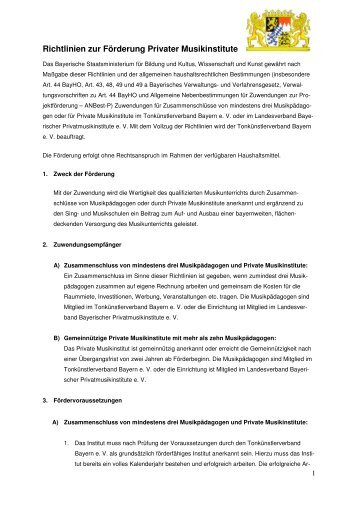 Richtlinien zur Förderung Privater Musikinstitute - Bayerisches ...