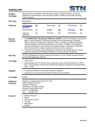 NAPRALERT Database Summary Sheet (DBSS) - STN International