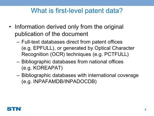 Introduction to Derwent World Patents Index on ... - STN International