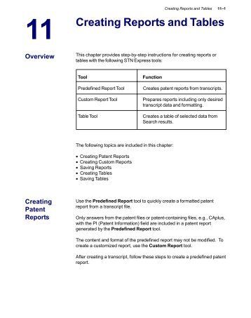 Creating Reports and Tables - STN International