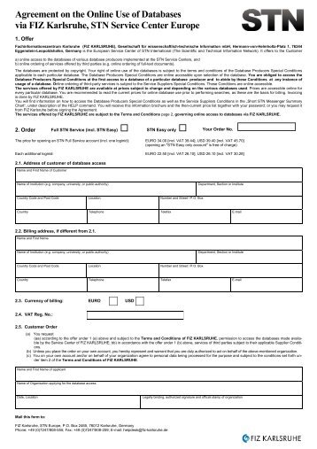 Customer Agreement and Order Form - STN International