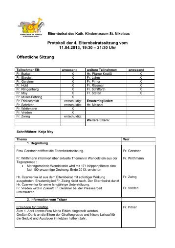 Protokoll der 4. Sitzung - St. Nikolaus Wendelstein