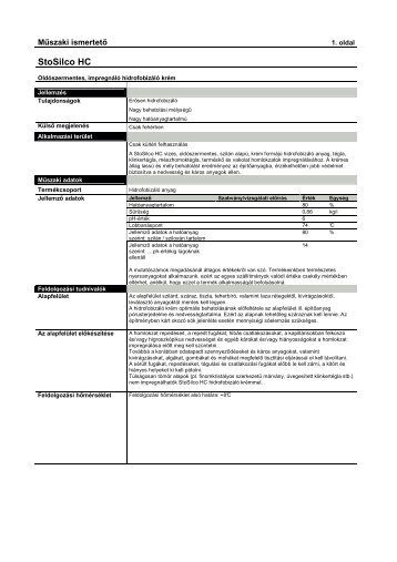 StoSilco HC - Sto ÃpÃ­tÅanyag Kft.