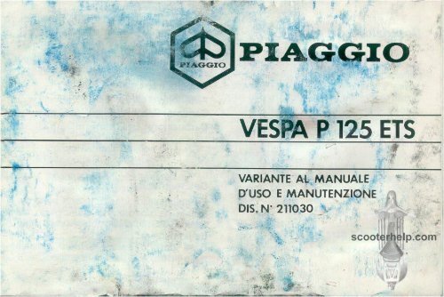 Operation And Maintenance Manual Vespa P 125 Ets Vsm1t