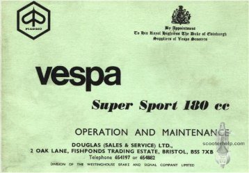 OPERATION AND MAINTENANCE MANUAL Vespa Super Sport 180 (VSC1T) 1965