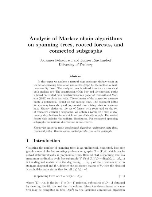 Analysis of Markov chain algorithms on spanning trees, rooted ...