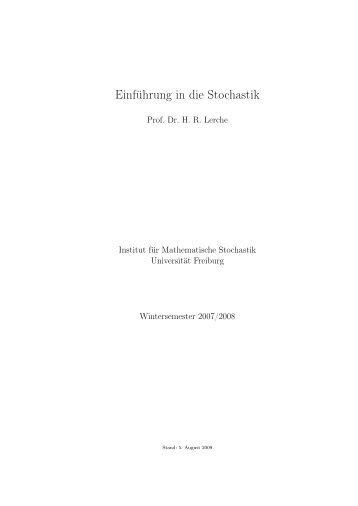 EinfÃ¼hrung in die Stochastik, Prof. Lerche - Abteilung fÃ¼r ...