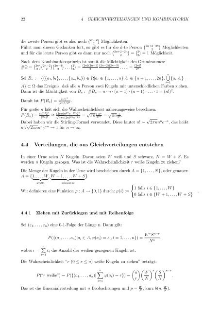 EinfÃ¼hrung in die Stochastik, Prof. Lerche - Abteilung fÃ¼r ...