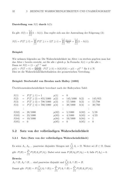 EinfÃ¼hrung in die Stochastik, Prof. Lerche - Abteilung fÃ¼r ...