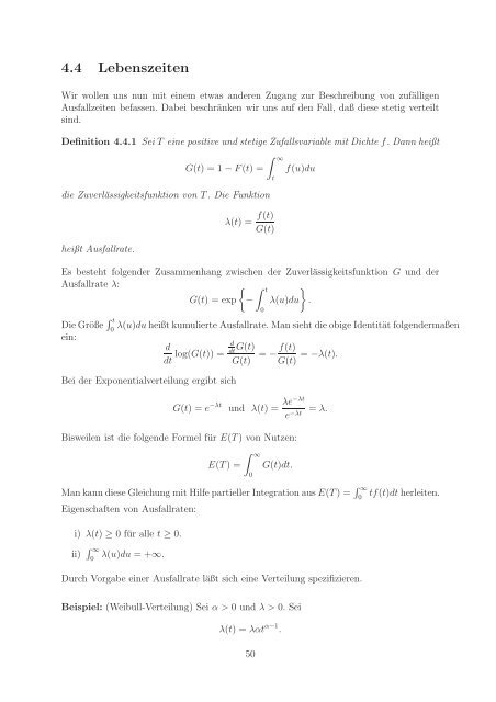 Kapitel 4 Zufallsvariable und Wahrscheinlichkeitsdichten