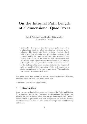 On the Internal Path Length of dâdimensional Quad Trees