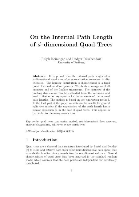On the Internal Path Length of dâdimensional Quad Trees
