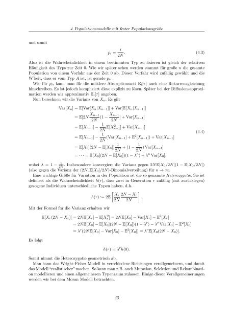 Stochastische Populationsmodelle - Abteilung fÃ¼r Mathematische ...