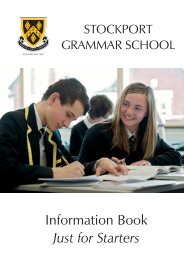 Information Book Just for Starters - Stockport Grammar School