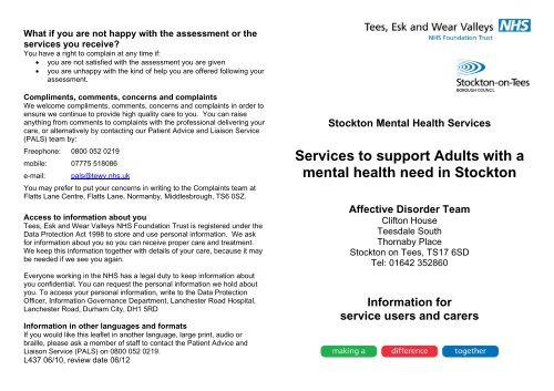 MH1. Affective Disorder Team - Stockton-on-Tees Borough Council