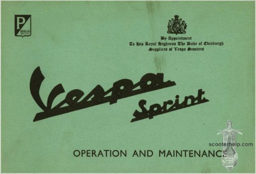 OPERATION AND MAINTENANCE Vespa Sprint 150 (VLB1T) 1965