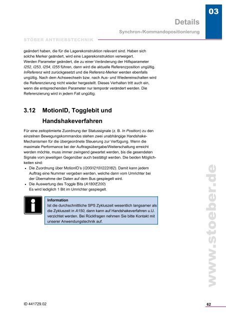 Verwendete Parameter - STÃBER ANTRIEBSTECHNIK GmbH + Co ...