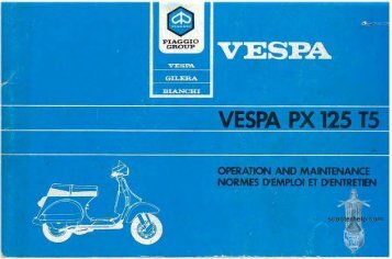 OPERATION AND MAINTENANCE Vespa PX 125 T5 (VNX5T) 1985