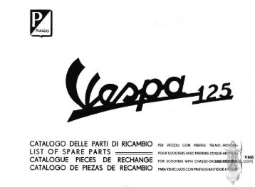 CATALOGUE OF SPARE PARTS Vespa 125 (VΝΒ2Τ) 1959