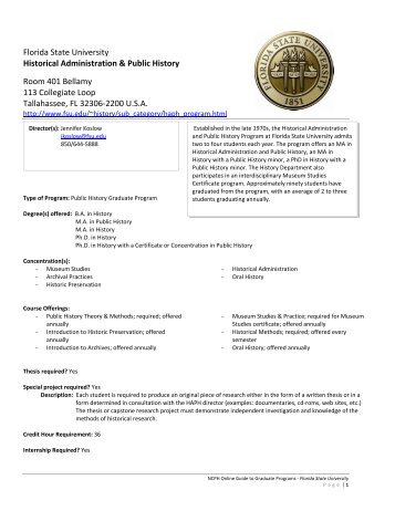 Florida State University Historical Administration & Public History ...