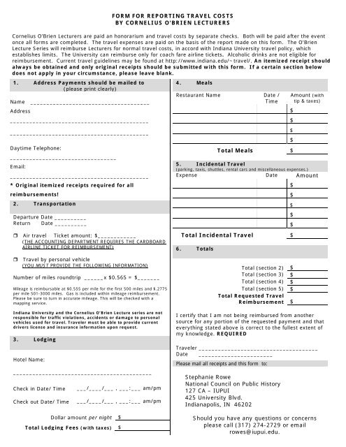 Travel Reimbursement Form