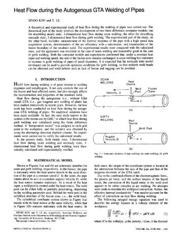 Heat Flow during the Autogenous GTA Welding of Pipes