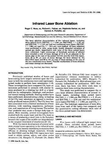 Nuss, Roger C. Infrared Laser Bone Ablation. 1988.