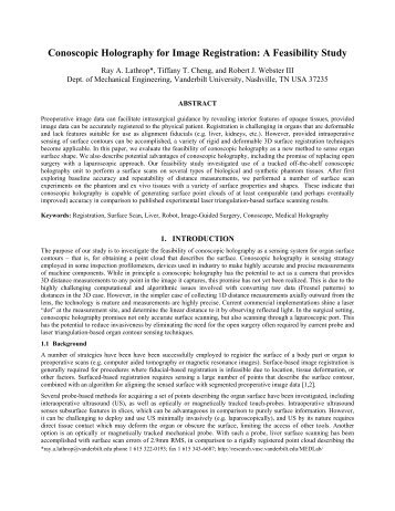 Conoscopic Holography for Image Registration: A Feasibility Study