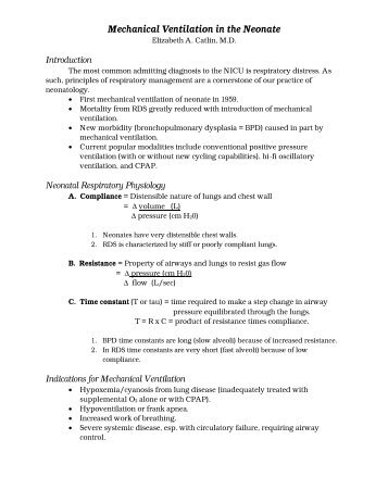 "Mechanical Ventilation in the Neonate" [PDF]