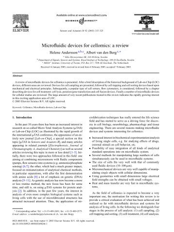 "Microfluidic devices for cellomics: a review." Sensors and Actuators