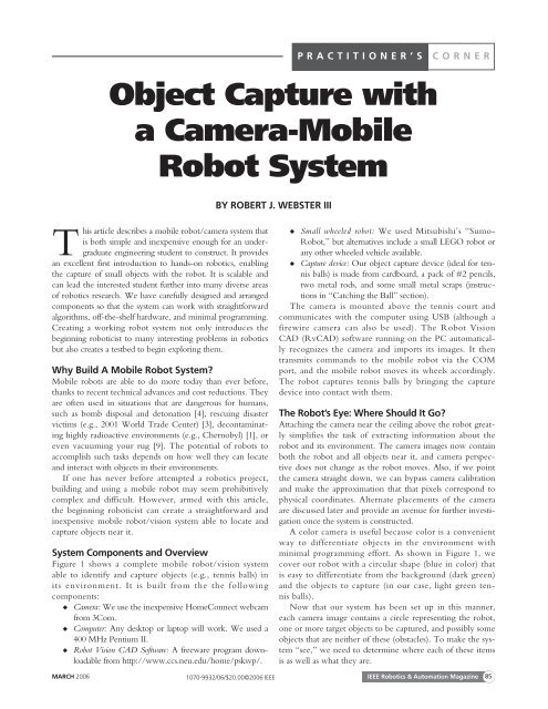 Object Capture with a Camera-Mobile Robot System - IEEE Xplore
