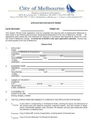 application for side walk use permit - City of Melbourne, Florida