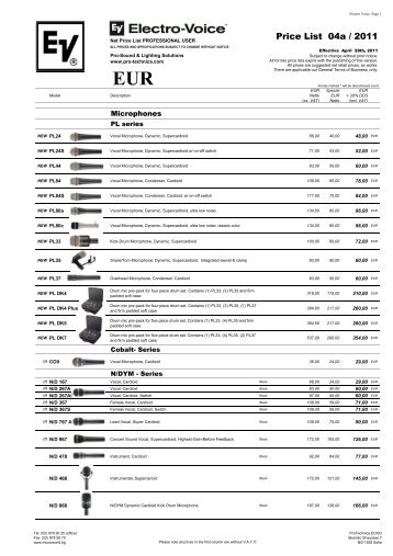 prices and specifications subject to change without