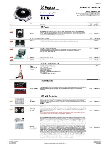 prices and specifications subject to change without