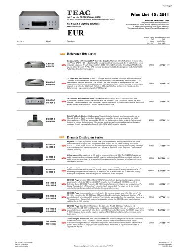 prices and specifications subject to change without notice