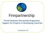 Support for Projects in Developing Countries - Finnpartnership