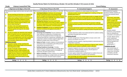 Tri-State ELA Rubric