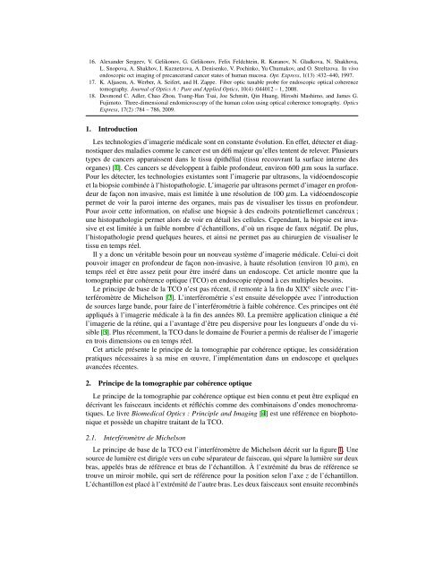 La tomographie par cohérence optique pour l'endoscopie - École ...