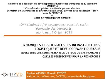 Dynamiques territoriales des infrastructures logistiques et ...