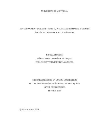 université de montréal développement de la méthode sn à schémas ...